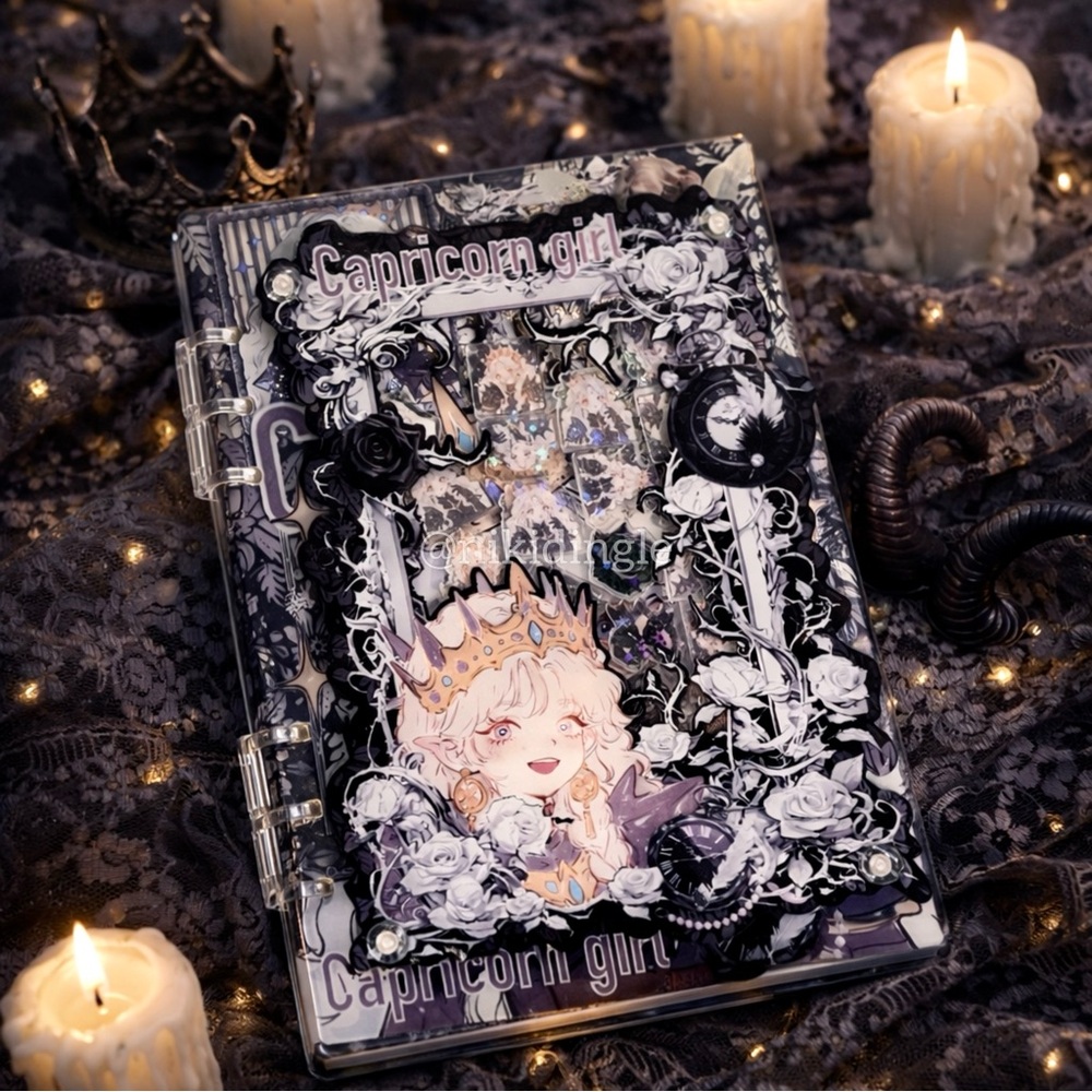 NEW Acrylic Binder Notebook Journal Zodiac Wicca Goth Princess Diary A5 Shaker